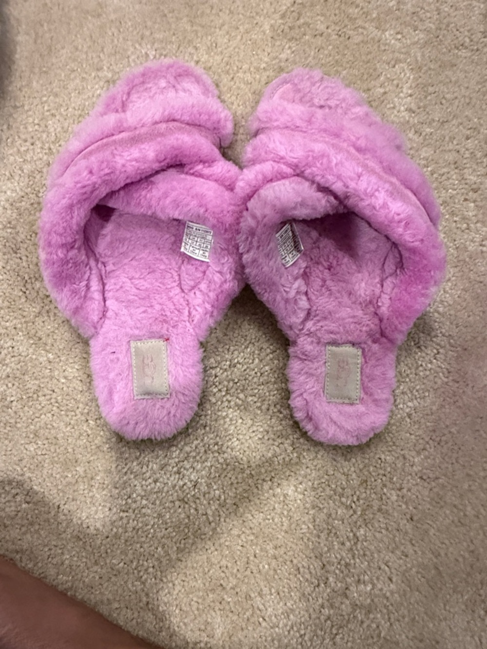 UGG Pink Plush Slide Slippers